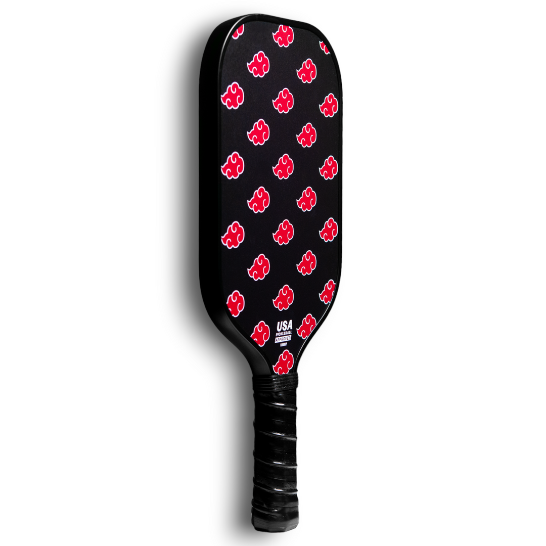 Side-facing Champ Akatsuki Carbon Fiber Anime Pickleball Paddle with red clouds Akatsuki design - TokyoPaddles